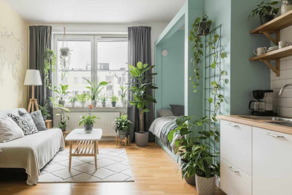 Jardim interno em apartamento pequeno com ideias para kitnets