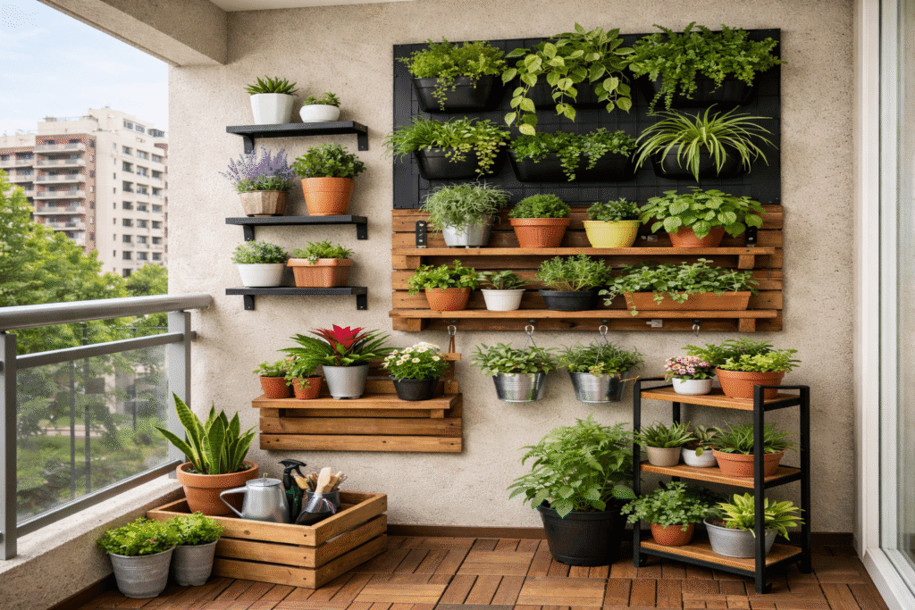 Jardim vertical em sacada pequena