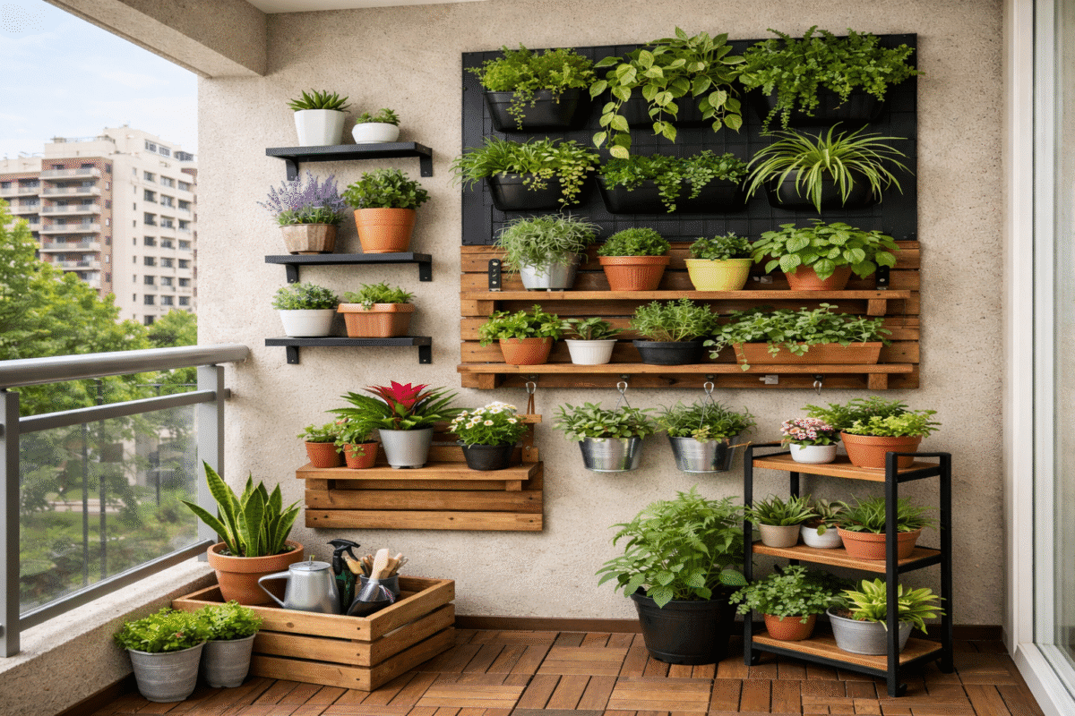 Jardim vertical em sacada pequena